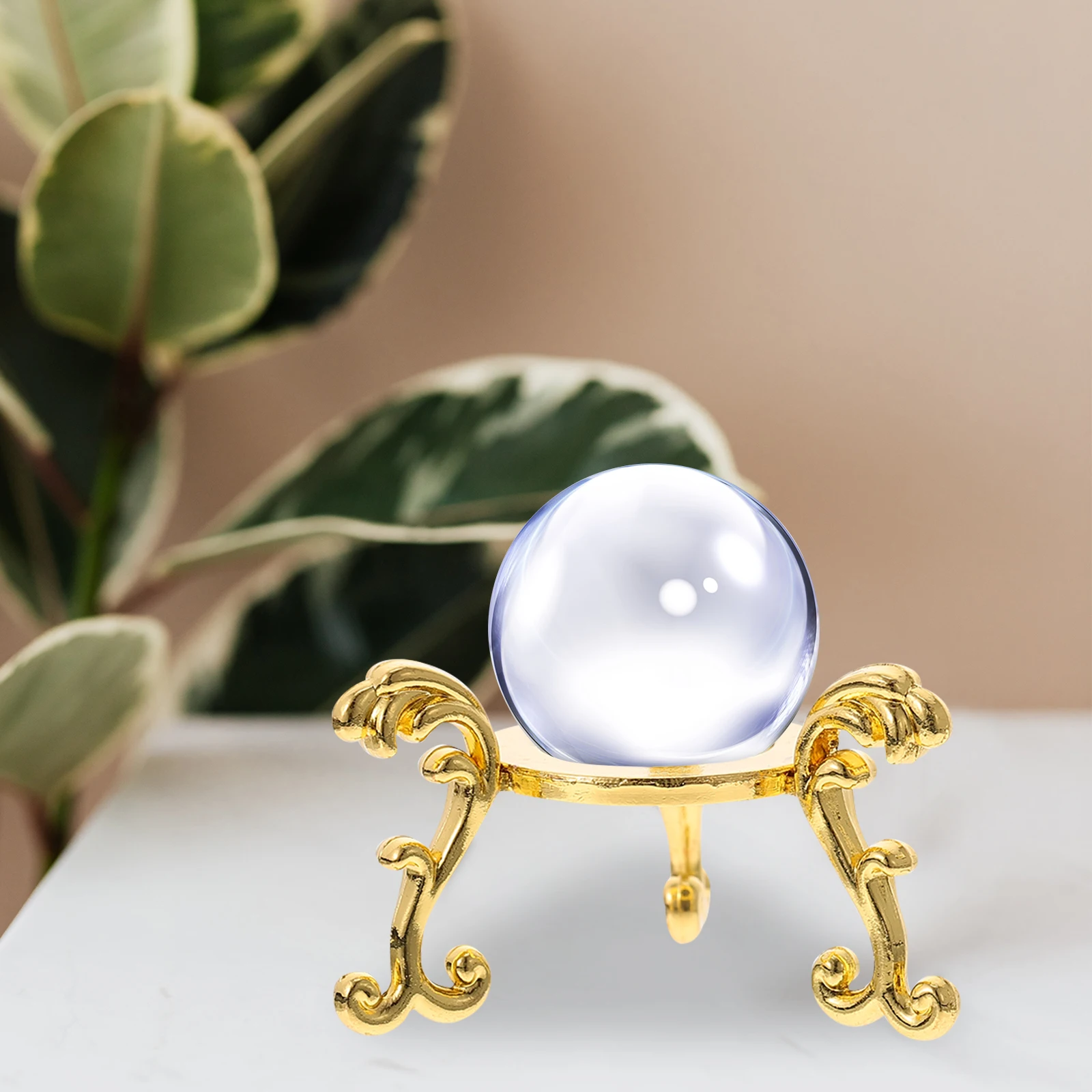 

2 Pcs Crystal Balls Display Holder Silver Sphere Stand Practical Office Decor Creative Base Stones Art
