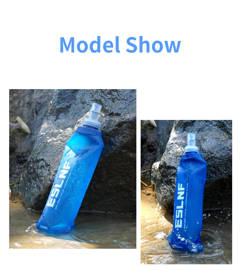 500 ml zusammenklappbare Wasserflasche, weiche Flasche, BPA-frei, faltbar, TPU, Outdoor-Sport, tragbarer Wasserbeutel für Laufen, Camping – Detail 7