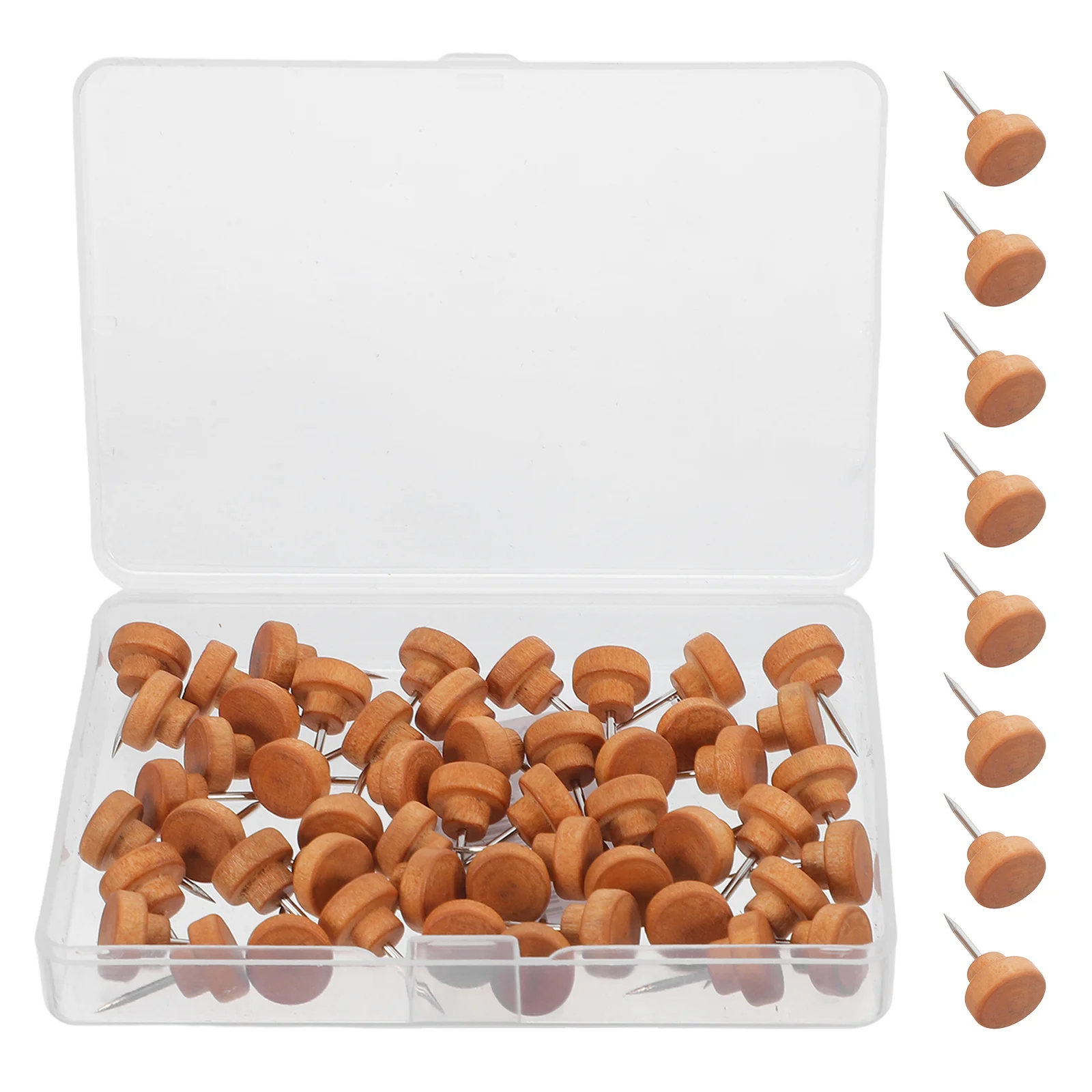 

50Pcs Natural Wood Finish Push Pins Minimalist Design for Cork Board DIY Projects Home Office Decor Push Board Pin