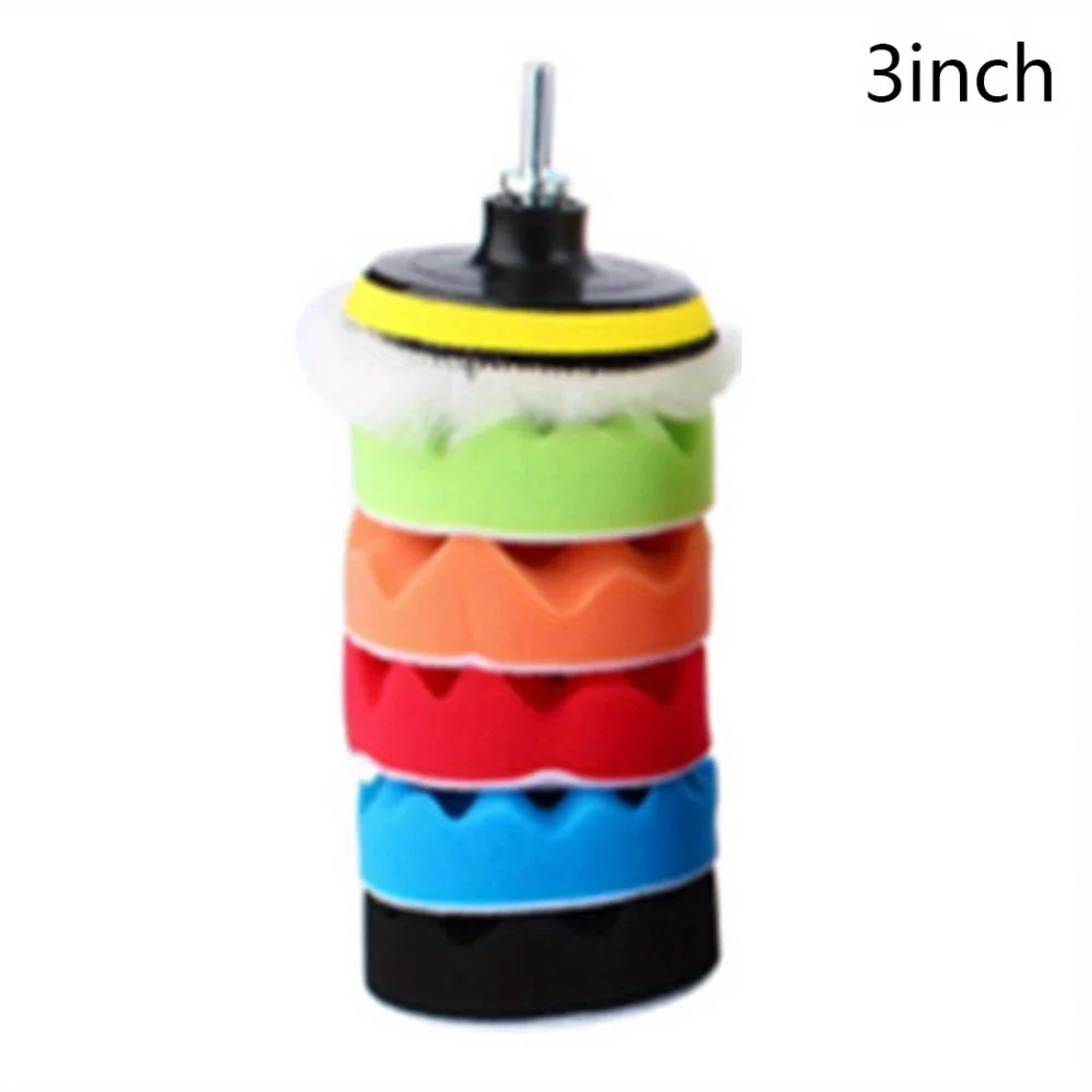 3/5/7inch CarPolishing Disc 8Pcs/Set Self-Adhesive Buffing Waxing Sponge Wool Wheel Polishing Pad For Car Polisher Drill Adapter