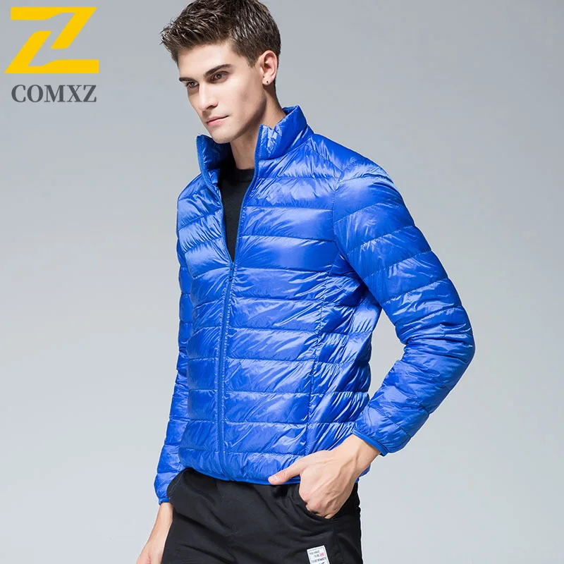 Homens jaqueta 2025 90% pato branco para baixo moda leve algodão veludo quente jaqueta de algodão ao ar livre casual inverno casaco com zíper