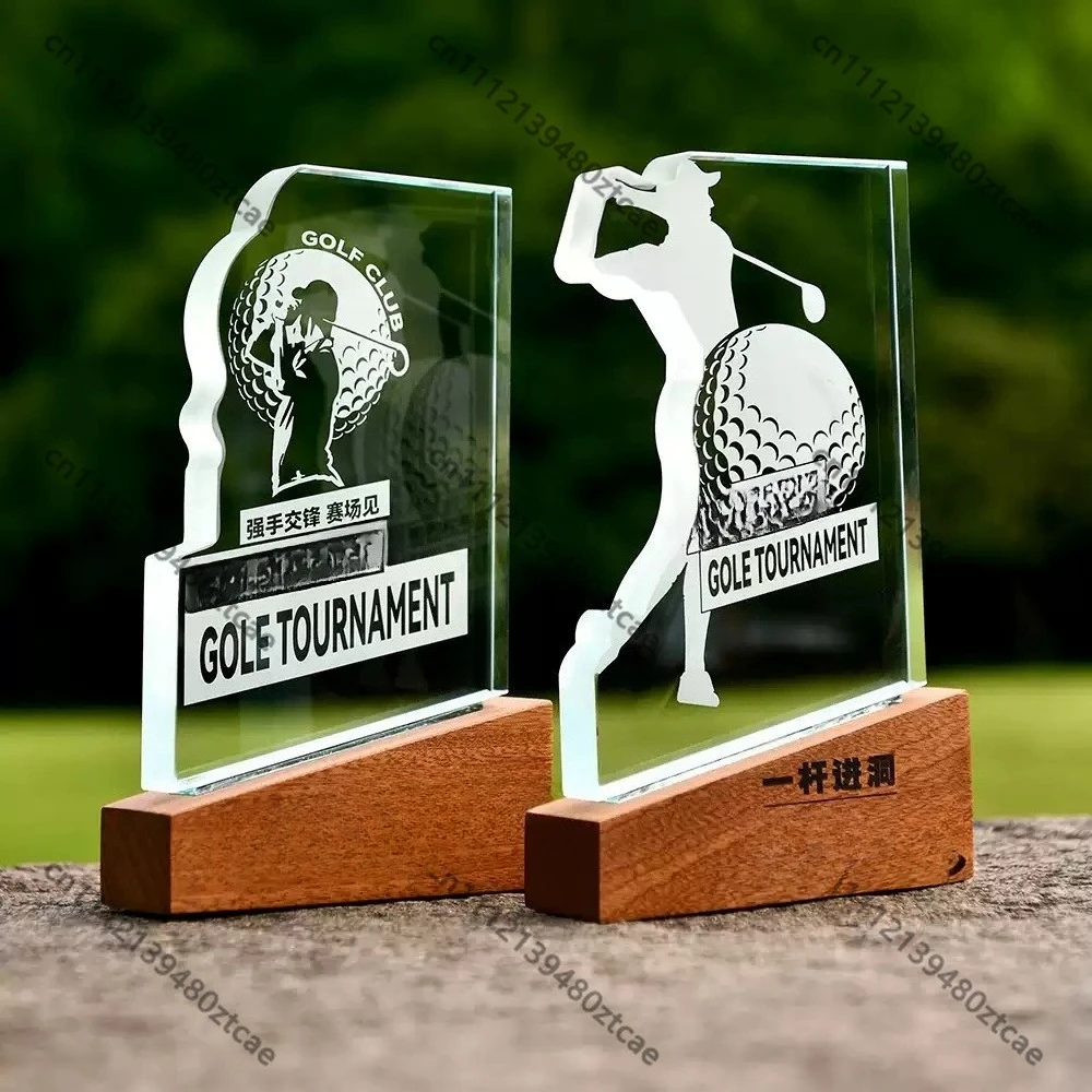 Personalized Custom Golf Commemorative Crystal Trophy Hole In One Birdie Net Par Champion Competition Award Souvenir