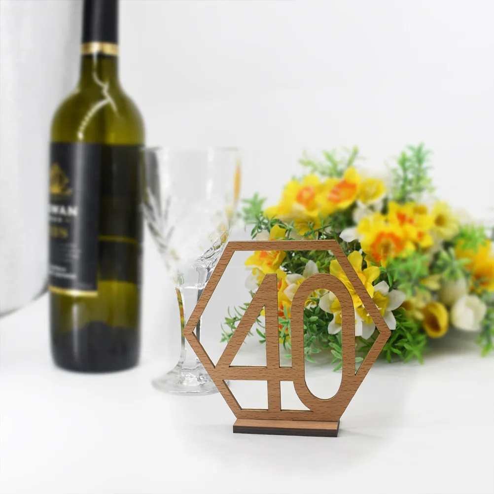 10Pcs Natural Wood Table Numbers Set 1 to 10 with Stand for Wedding Seating Chart Catering Event Table Numbering Wood Wedding