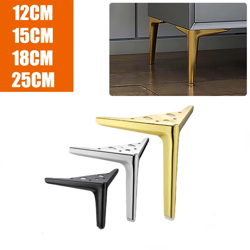 4pcs Sofa Legs for Furniture Metal Black Gold Tv Cabinet Bed Coffee Table Legs Desk Stool Chair Foot Hardware 12/15/18/25cm