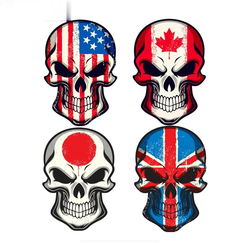 

Personality Car Stickers Janpanese UK British US Canada National Flag Skull Car Stickers on Motorcycle Pvc Decals 22cm*14cm