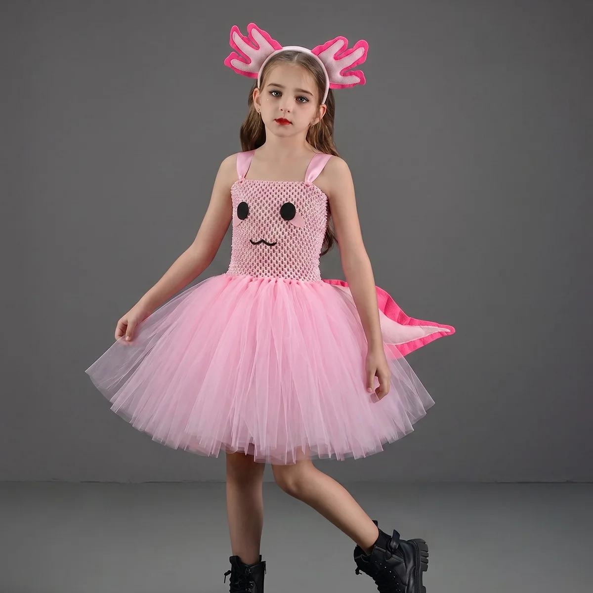 New Halloween Kids Tutu Dresses  Pink Dinosaur Animal Cosplay Halloween Costume Cute Casual Dress Performance Outfit