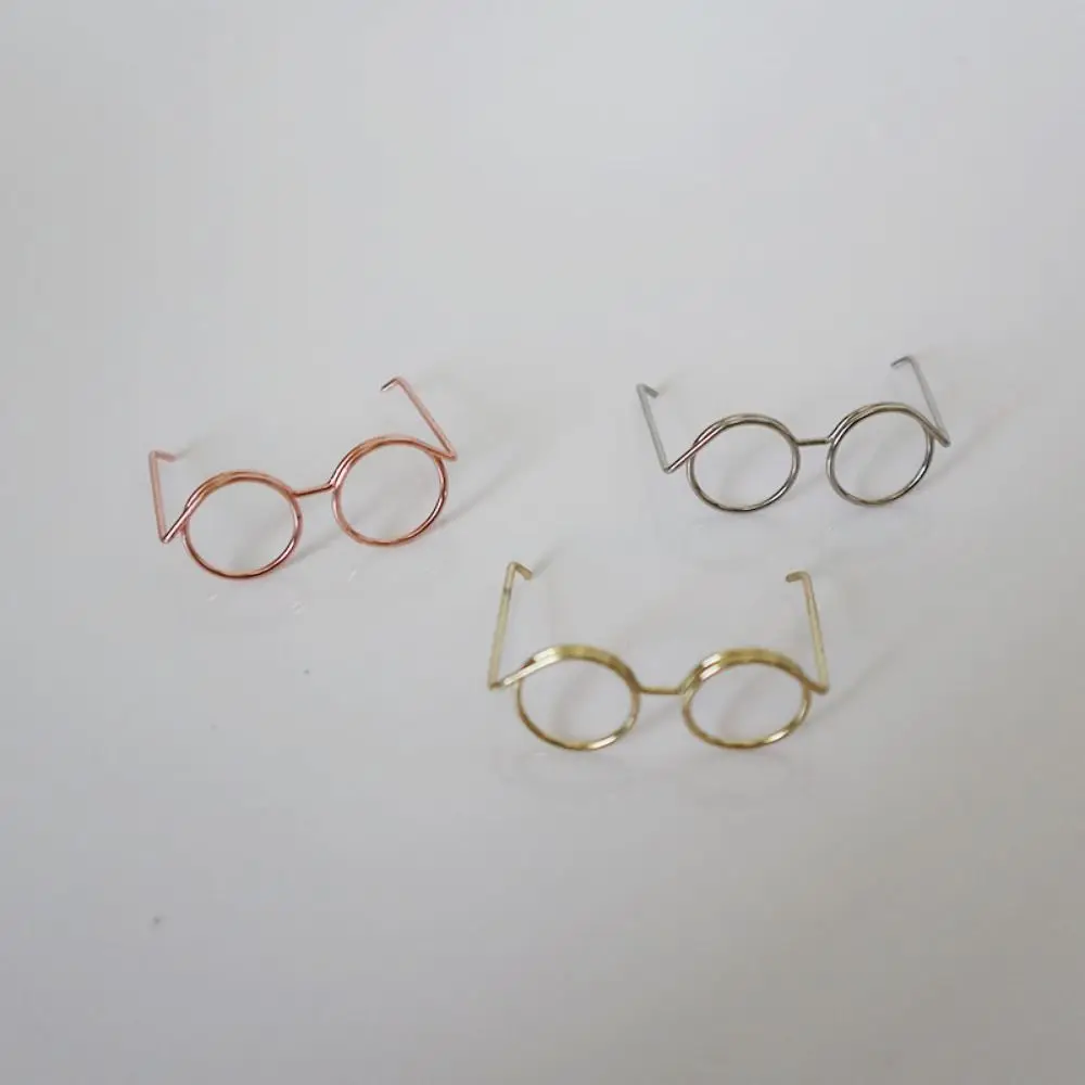 

5PCS Black Frame Miniature Eyewear Miniature Metal Frame Lensless Miniature Eyewear Round Frame Decoration Mini Glasses