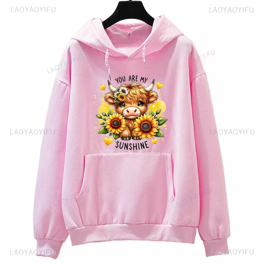 

You Are My Sunshing Kawaii Sunflower Cow Woman пуловер с мультяшным принтом модный креативный свитшот с заниженными плечами подарочная толстовка