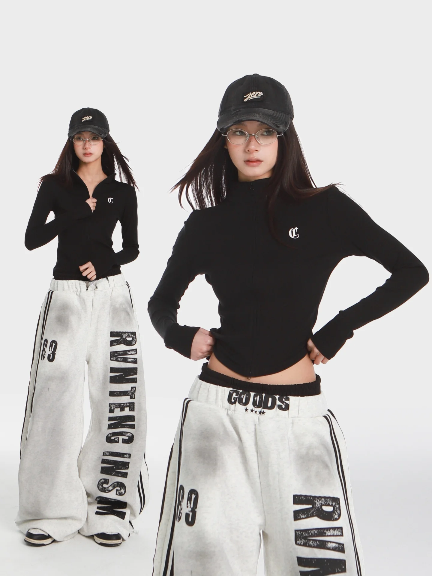 

Женская приталенная футболка-кардиган Lin Xiaohua с длинным рукавом, молнией, коротким воротником-стойкой, модная, из хлопка, для джазовых танцев