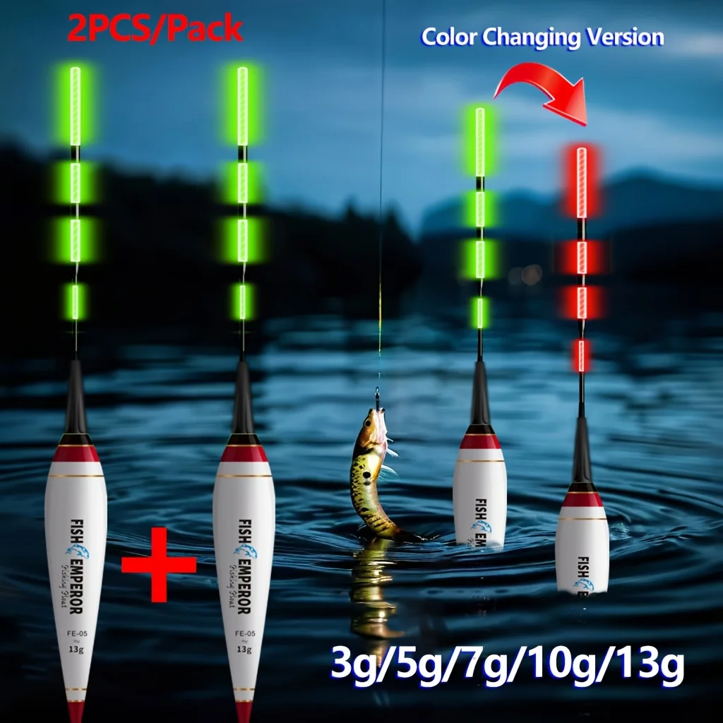 Bite Float 2PCS Intelligent color changing electronic float fishing LED luminous rock fishing European carp fishing group