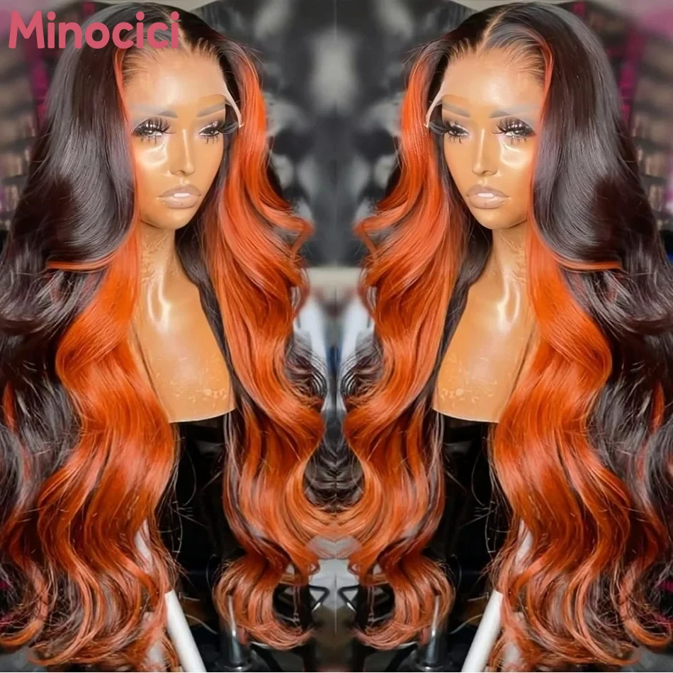 

Ginger Highlight Body Wave Human Hair Wigs 13x6 Hd Lace Wig 13x4 Lace Frontal Wig Human Hair Ombre Wig For Women 30 38 Inch