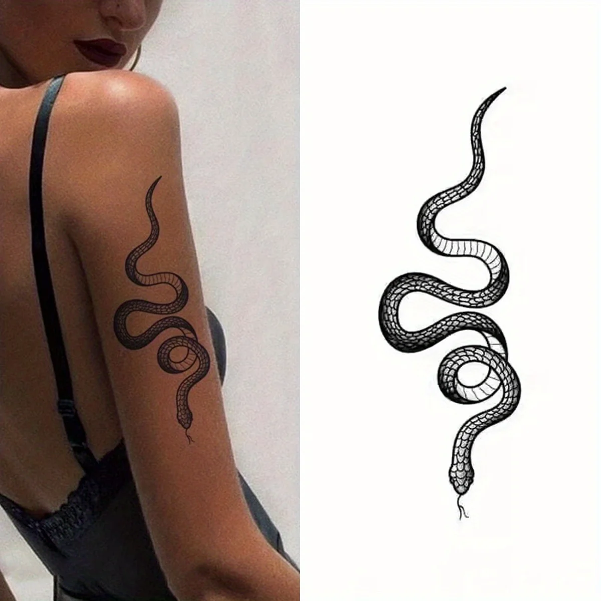1 Sheet of Snake Pattern Herbal Tattoo Sticker, Symbolizing The Wise and Mysterious Snake Tattoo, Waterproof and Long-lasting