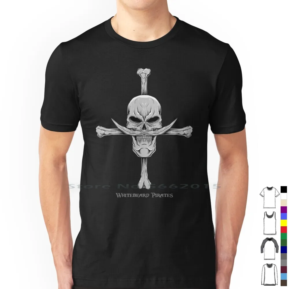 Whitebeard Jolly Roger Art T Shirt 100% Cotton Shirohige Whitebeard Jolly Roger Monkey D Luffy Roronoa Zoro Portgas D Ace Gol D