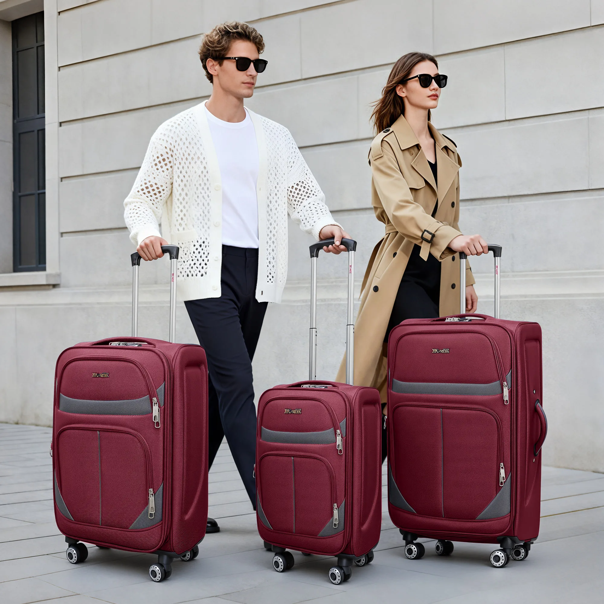 مجموعة أمتعة سوفتسايد قابلة للتوسيع مكونة من 3 قطع حقيبة مستقيمة سبينر سوفتشيل خفيفة الوزن طقم سفر 20 بوصة 24 بوصة 28 بوصة #6