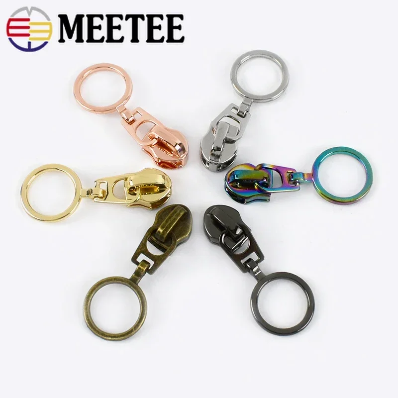 5/10/20Pcs O Ring Puller Decorative 5# Zippers Slider For Nylon Zips Jacket Bag Zip Head Repair Kit DIY Sewing Accessories