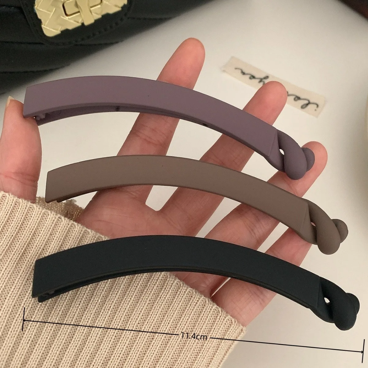 Women Elegant Matt Color Banana Claw Clips Matt Color Plastic Hair Barrettes Simple Solid Hair Clips Black Brown Ponytail Holder