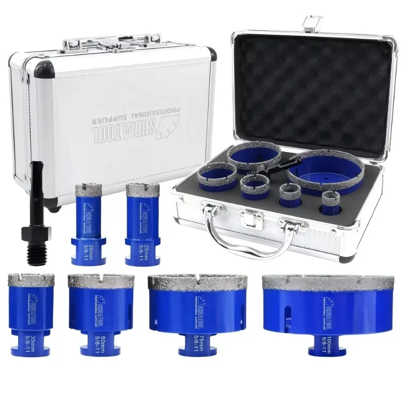 1set/6pcs M14 Thread Diamond Core Drill Bits Set With Box 20+25+35+50+70+100mm Hole Saw Kit for Marble Brick Ceramic Tile
