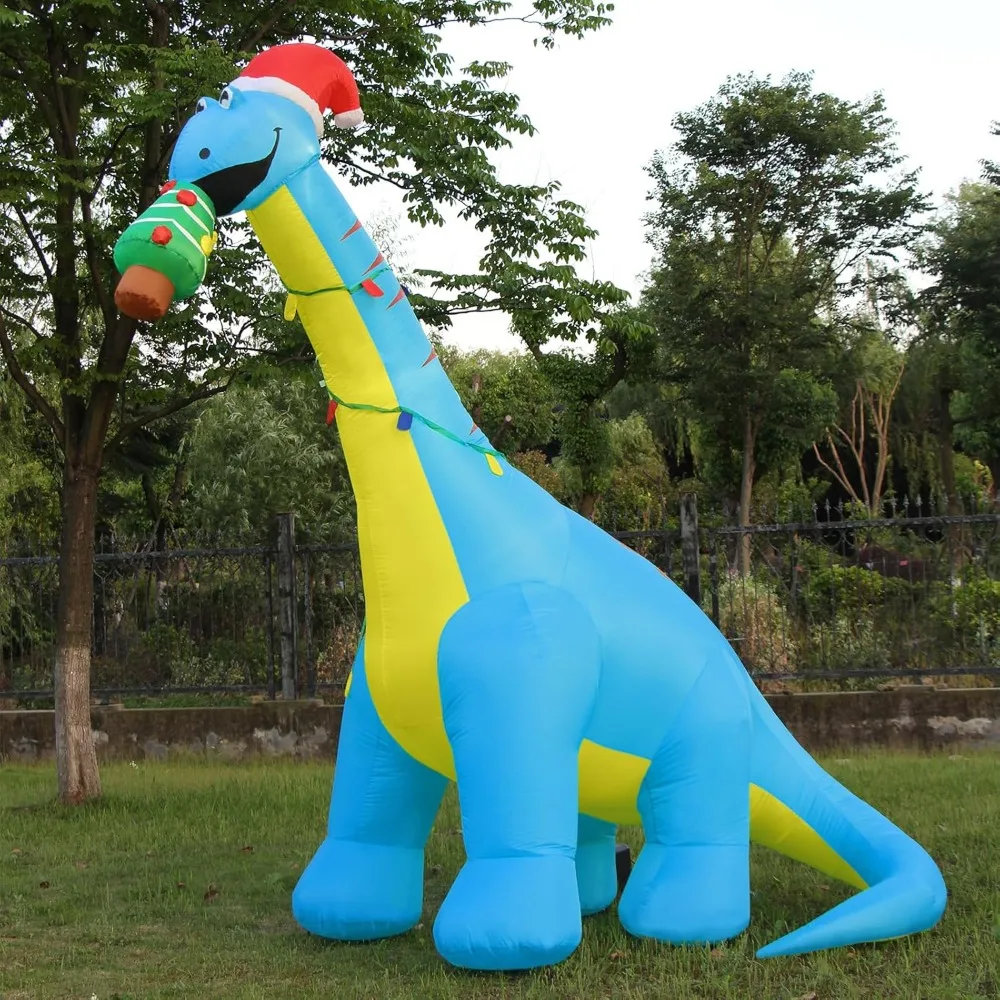 10 FT Christmas Inflatable Outdoor Decorations, Inflatables Christmas Dinosaur Yard Decor with Christmas Hat