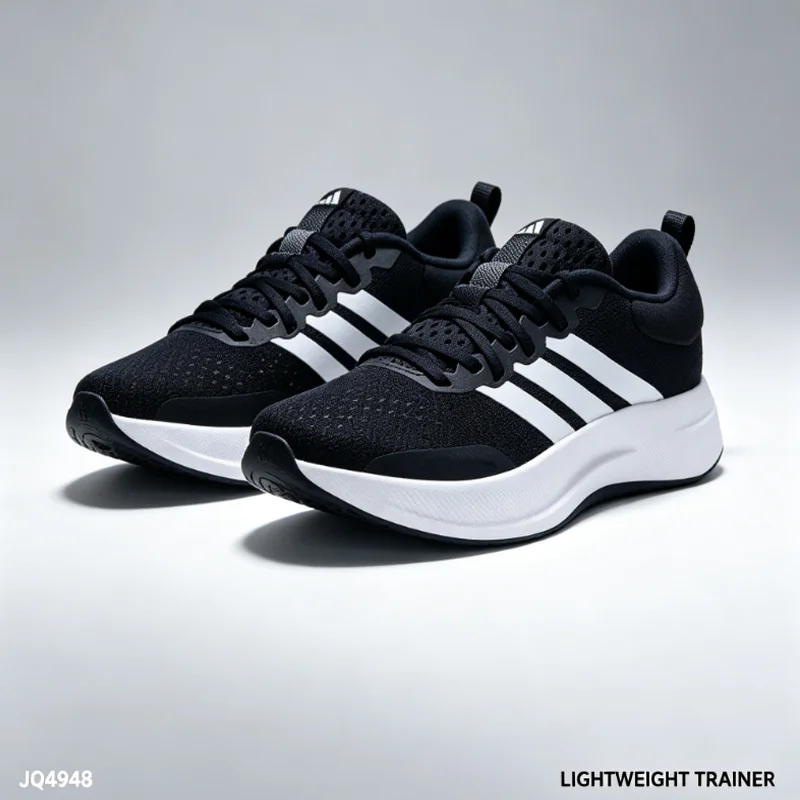 Adidas JH5554 Mens Sports Sneakers Black White Mesh Upper Rubber Sole Lightweight Jogging Walking Casual Running Footwear