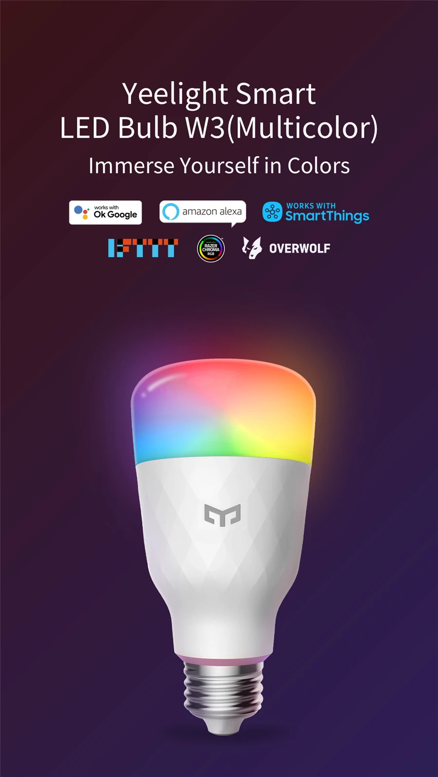 Yeelight Smart LED-Birne W3 E26 Farbe/Weiß Umgebungslicht Wifi Sprachsteuerung 1700K ~ 6500K für Mi Home Alexa Google SmartThings – Detail 5