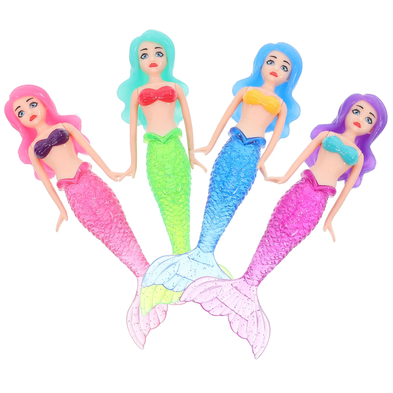 

4 Pcs Mermaid Swimming Pool Toys for Kids Dive Water Girl Toddler Bath Modeling Diving Plastic Summer