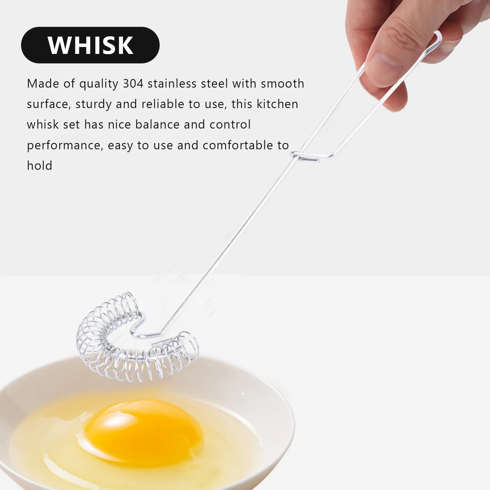 Hot New 2 Pieces Whisk Egg Small Whisk Whipper Stainless Steel Egg Whisk Flat Spring Coil Whisk Egg Frother, Milk and Egg Beater