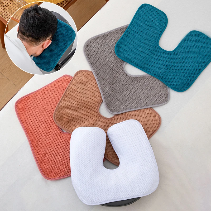 Coral Fleece Headrest Towel U‑Shaped Face Pillow Cover Thick Head Pad for Facial SPA Beauty Massage Supplies