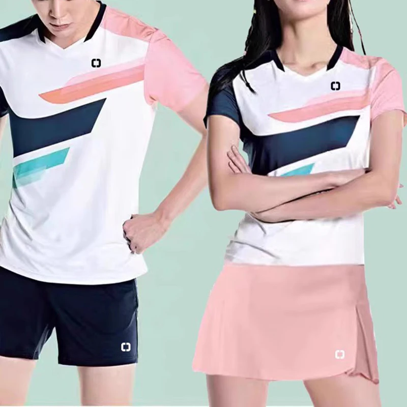 The new badminton clothing suit women\'s sports quick-drying breathable short-sleeved shorts men\'s competition clothing