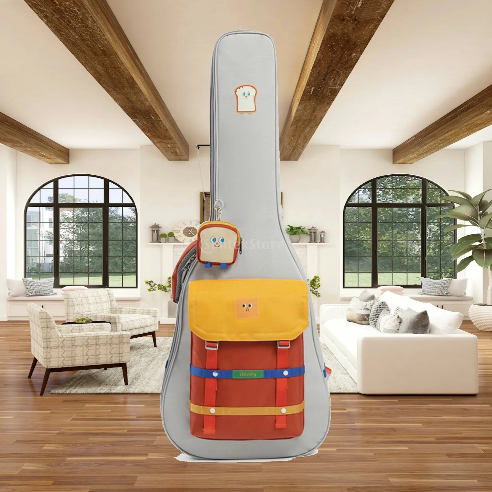 Acoustic Guitar Bag Padded Guitar Backpack Travel-Friendly Bohemian for Guitarists, Commuting, Rehearsals
