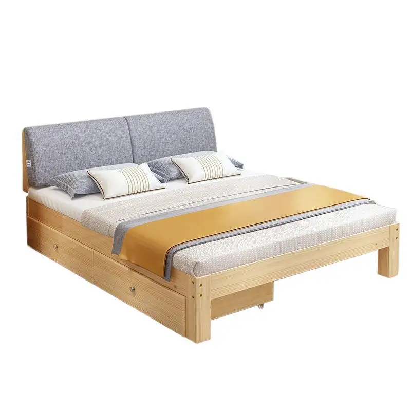 

Solid wood bed, modern, simple, double, bedroom, e****my, bed frame