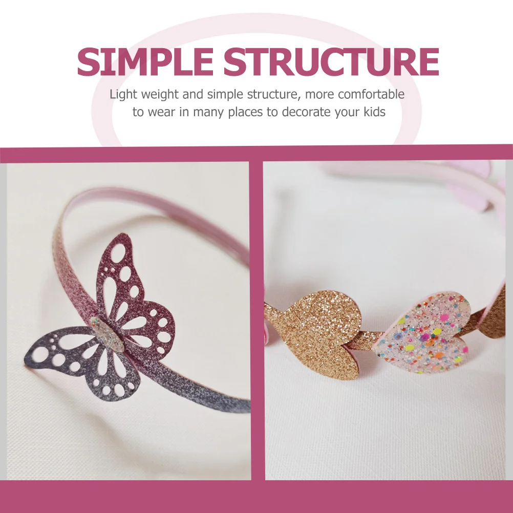 3 stuks kinderen hart haarband glitter boog lichtgewicht kinderen haar hoepels verjaardagscadeaus kind hart haarband kinderen vlinders hoofdband