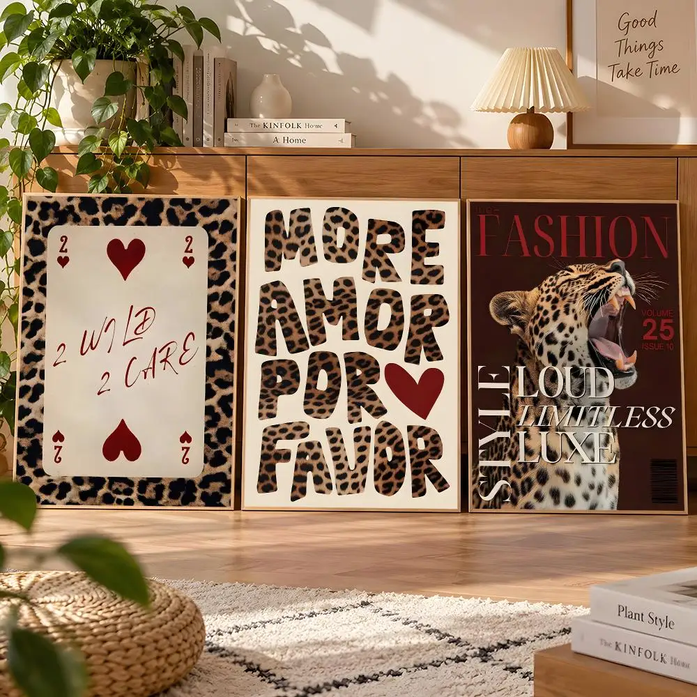 Y2K Cheetah Chic Poster Matte Self Adhesive Wall Art Waterproof Room Decoration Bedroom