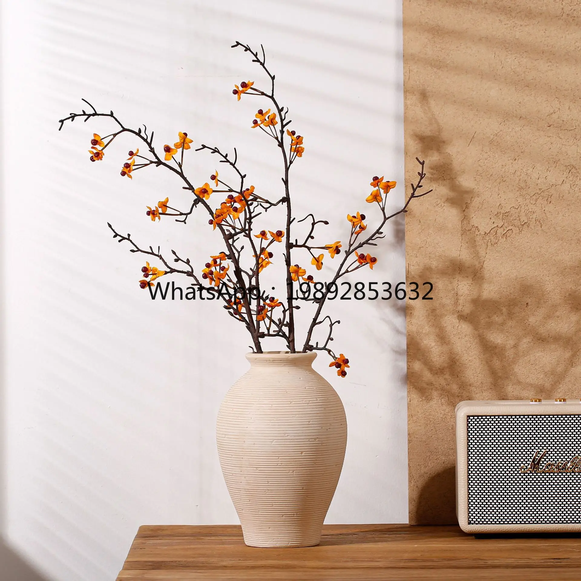 HYS pastoral ceramic vase simple flower ware retro textured ornament home living room ornament