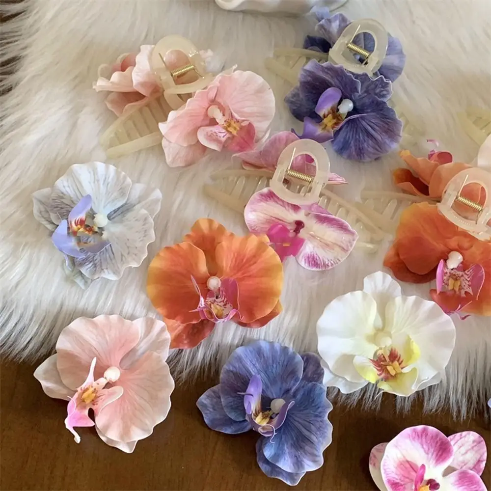 

Butterfly Orchid Flower Hair Claw Ponytail Clip Shark Clip Orchid Hair Clip Cute Hairpin Grab Clip Large Shark Clip Beach