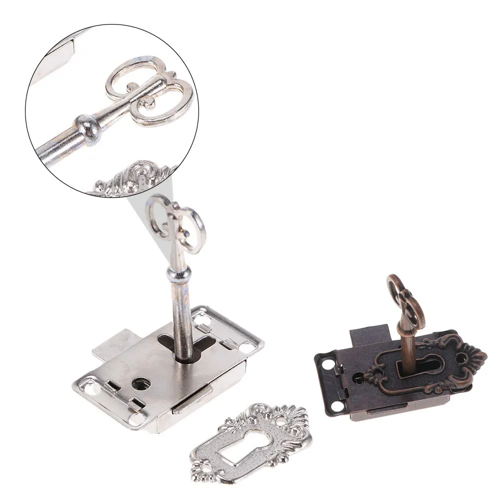 2 uds cerraduras para muebles Vintage bronce aleación de Zinc gabinete puerta cajón cerradura conjunto con llave para caja de madera joyería regalo vino