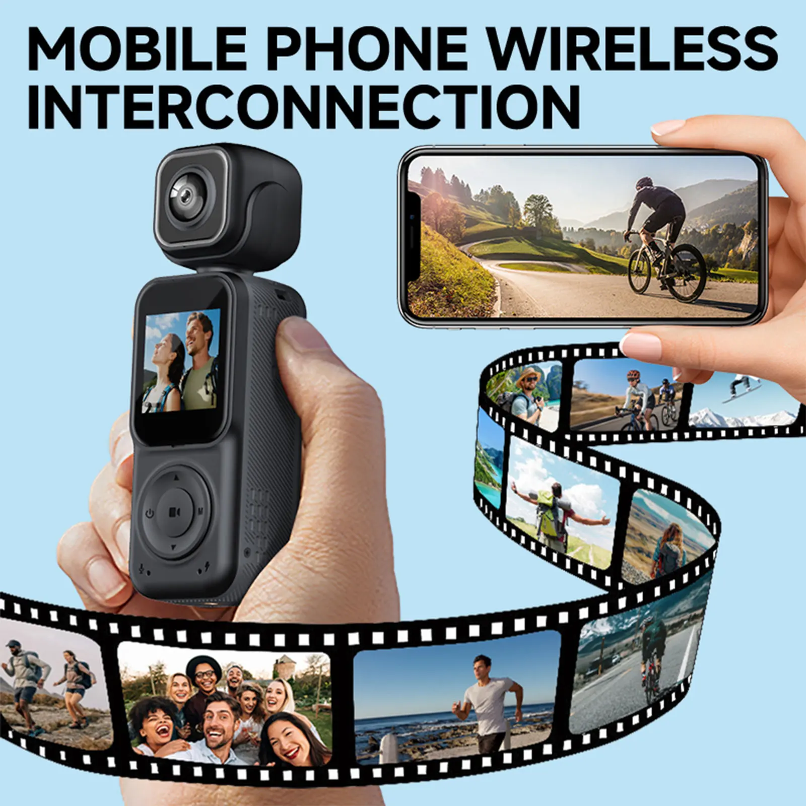 Handheld Portable Video Camera with Dual Front & Rear Cameras Anti-Shake Body Cam for Sport Bike Travel Polices Law Enforcement