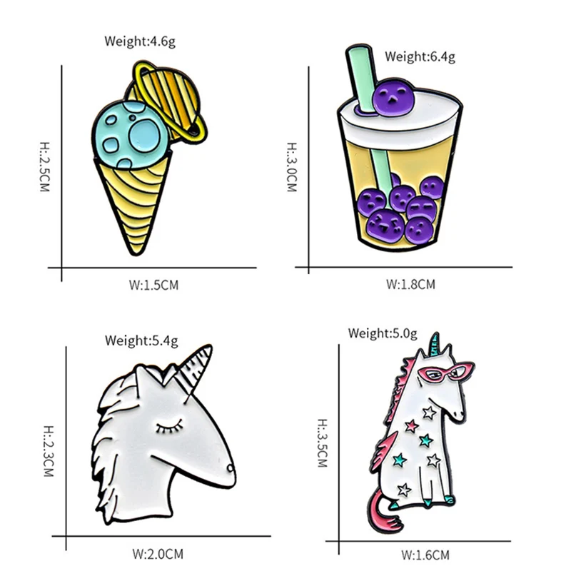 Cartoon Ice Cream Brooch Enamel Pin Planet Sweet cone Dessert Fruit juice Drinks Brooches Lapel Badge Gift for Friends Wholesale