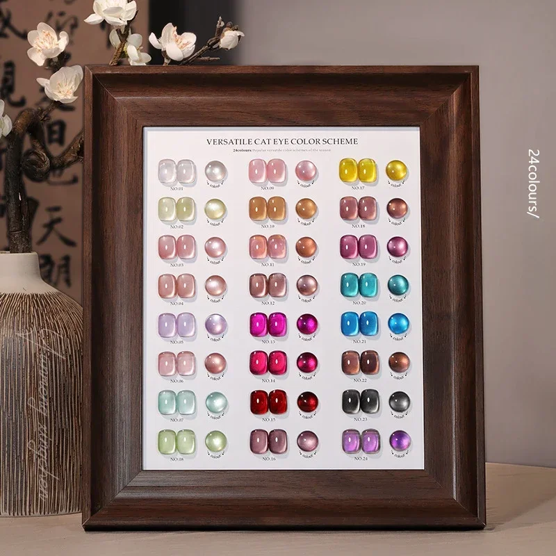 

24Colors 15ml Red Purple Water Light Cat Magnetic Nail Gel Polish for Winter Nails Jelly Glass Soak Off Semi Permanent Varnis