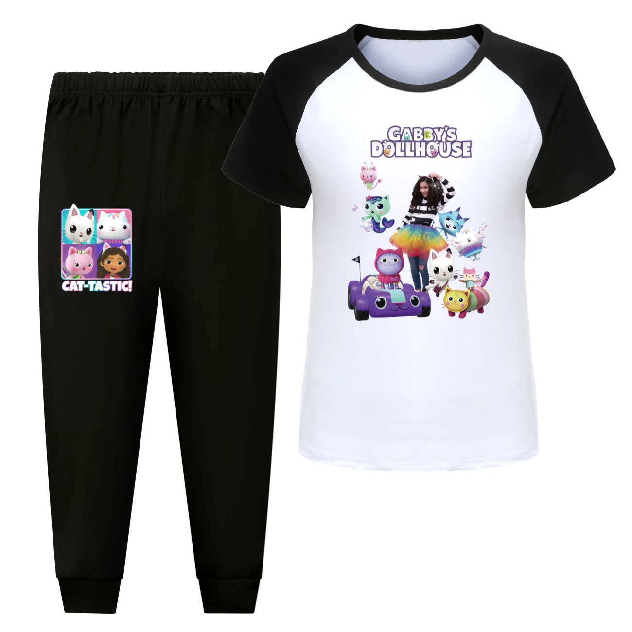 New Gabby Dollhause Pajama Sets Kids Gabby Chat Pijamas Baby Girls Short Sleeve Tshirt+Pants 2pcs/set Children Cartoon Nightwear