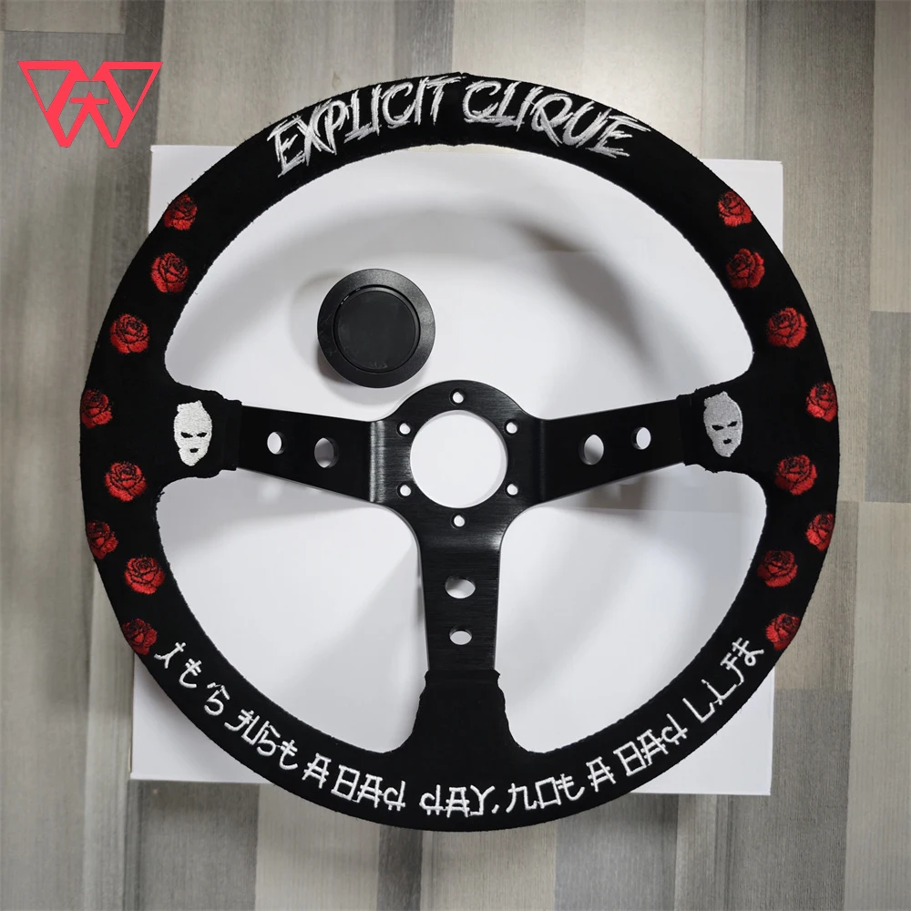 

Universal 14 inch 350mm Suede Embroider JDM Car Aluminum Racing Steering wheels Deep Corn Drifting Sport Auto Steering Wheel