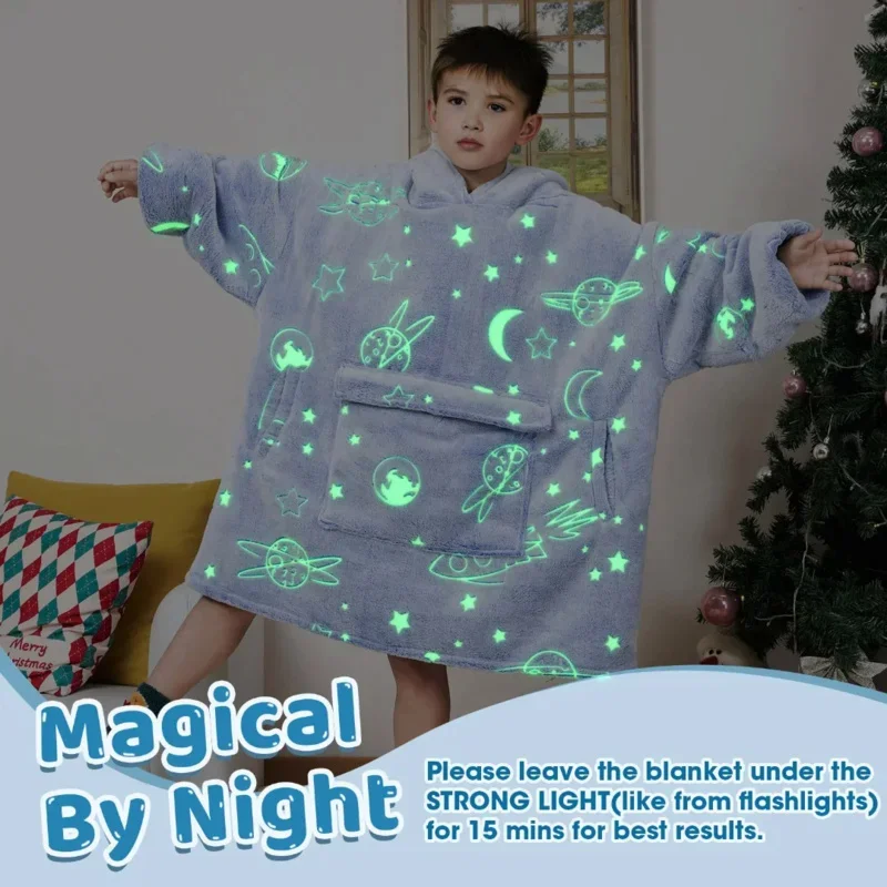 Simbok большое фланелевое одеяло с рукавами, зимние толстовки, толстовка, флисовое гигантское носимое одеяло, толстовка с капюшоном для детей M17