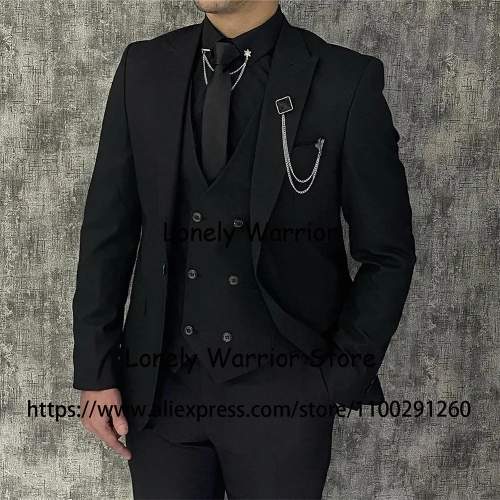 

Classic Black Suits For Mens Formal Business Blazer Wedding Groom Tuxedo Slim Fit 3 Piece Set Jacket Vest Pants Terno Masculino