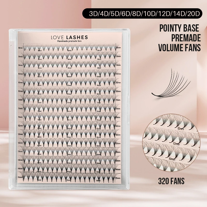 360/640 Premade Volume Fans 16 Rows Cils Bouquet Prefaits Promade Lash Fans Thin Pointy Base Pre Made Eyelash Extensions 3D-20D