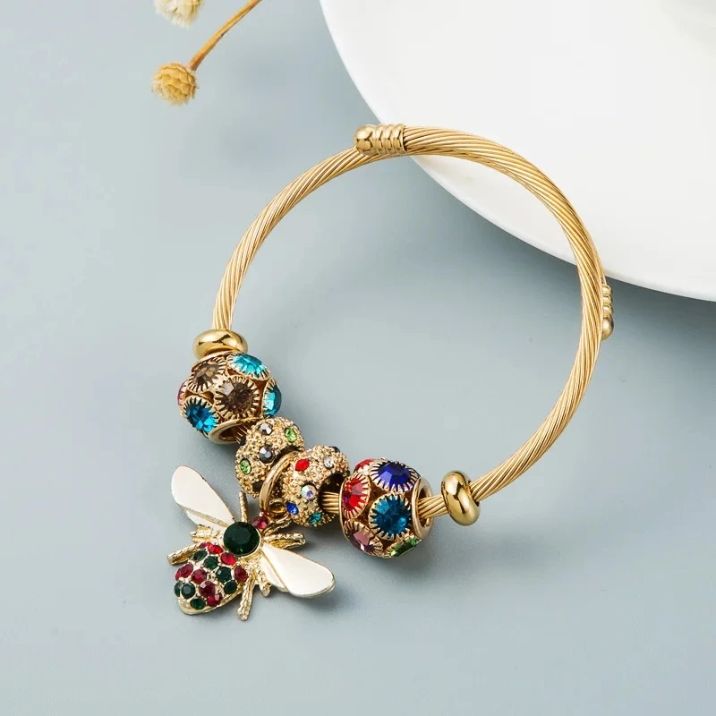 Crystal Butterfly Bracelet For Women Stainless Steel Jewelry Bracelet Homme Adjustable Opening Fashion Jewelry Accessories