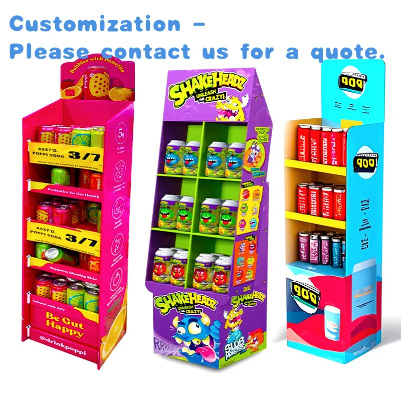 custom.Custom Retail Store Drink Beverage Floor Food Candy up Rack Product Paper Corrugated Cardboard Display Stand Supe