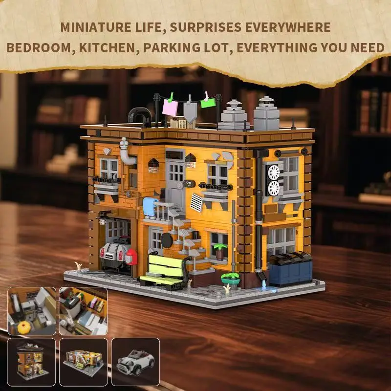 MOC exouisitestreetscapes brique Ashley's 2 étages maison modèle bloc de construction Miniature vie esthétique éducation bricolage jouet enfant cadeau