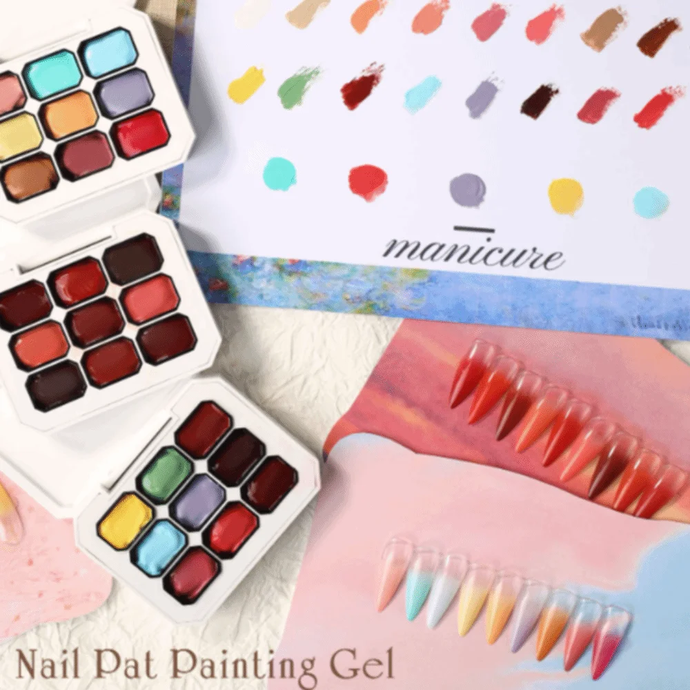 미니 4IN1 팻 옴브레 젤 네일 폴리쉬 프렌치 네일 매니큐어 솔리드 이지 그라데이션 페인팅 젤 9색 바니쉬 페인트 아트 젤 소녀용