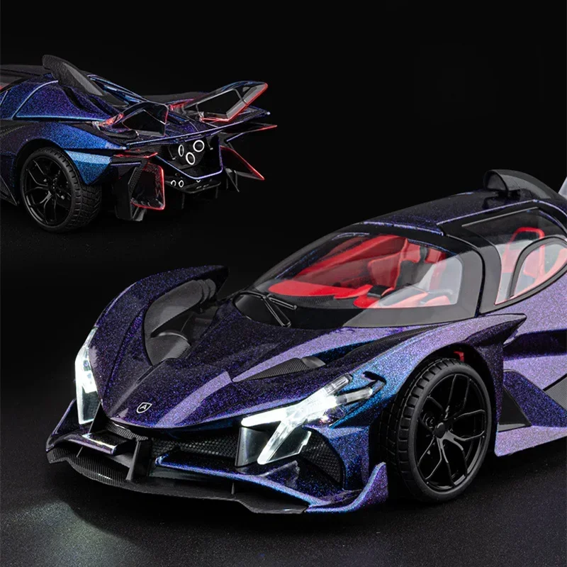 1:18Apollo Project EVO Alloy Sports Car Model  Diecast Metal Concept Racing Car Vehicle Model Sound and Light Childrens Toy Gift