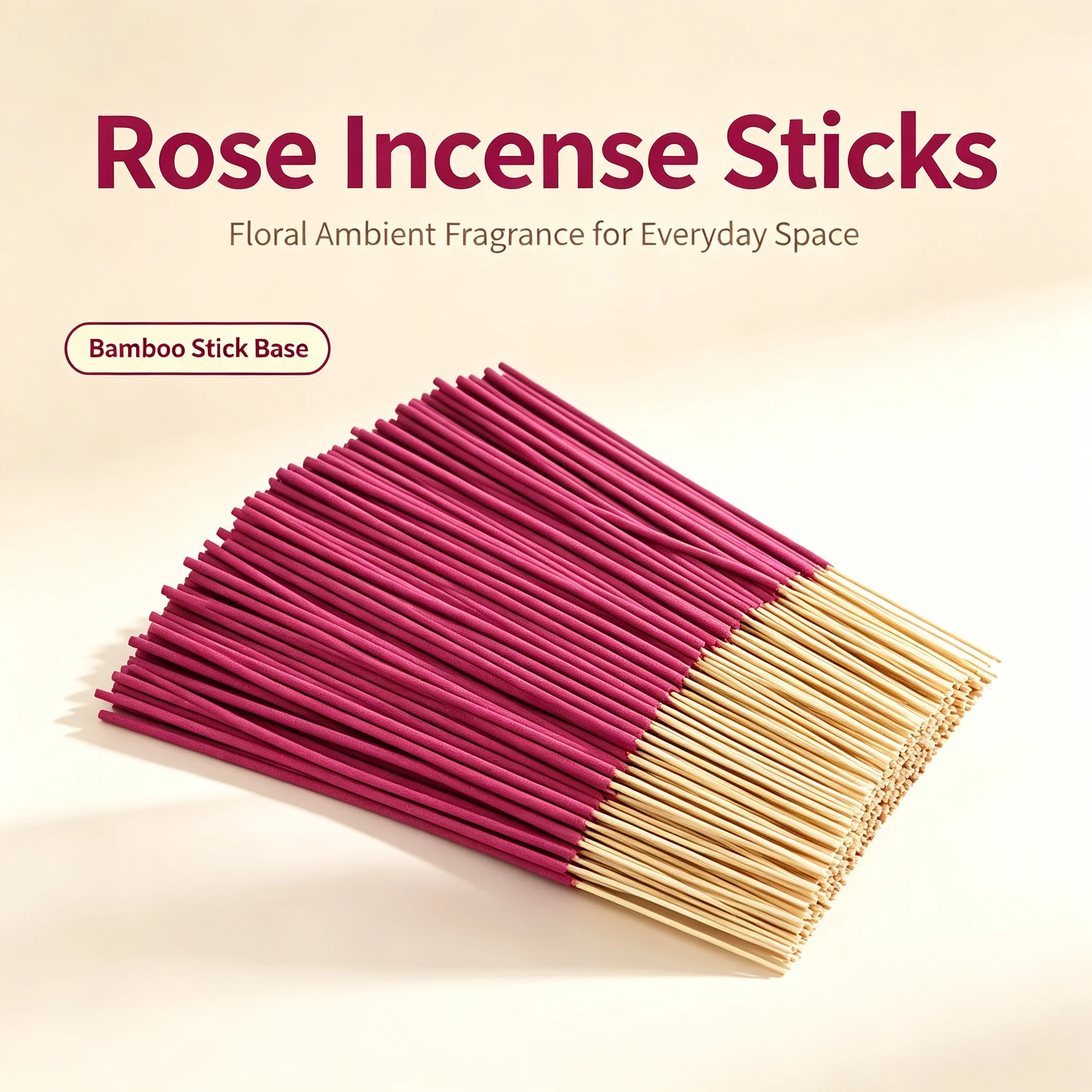 Romantic Rose Fragrance Long Bamboo Stick Incense Sticks for Home Decor Aromatic Living Room Study Tea Room Indoor Scents