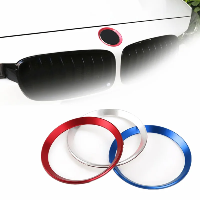 

Car Front Rear Emblem Ring Trim Circle Auto Hood Trunk Logo Surrounding Ring Badge Frame Blue/ Red Car Decor Accessories For BMW